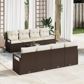 vidaXL Set de canapele pentru grădină 7 pcs Maro și Crem