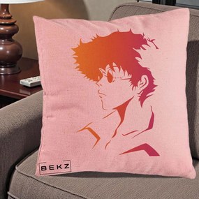 Perna Decorativa Cowboy Bebop Spike Silueta Gradient, 40x40 cm, Roz, Husa Detasabila, Perna Inclusa, BEKZ®