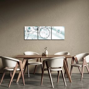 Tablou - Flori de trandafir turcoaz (cu ceas) (90x30 cm)