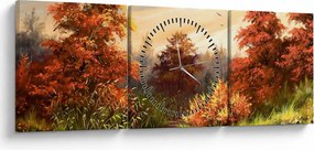 Tablou - Râu în peisaj de toamnă (cu ceas) (90x30 cm)