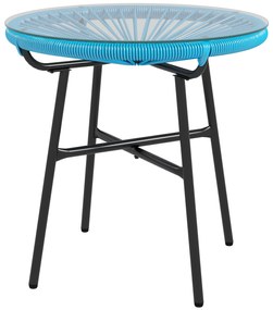 Outsunny Masă de cafea rotundă de grădină din rășină imitând rattanul metal și blat sticlă temperată Ø 50 x 50H cm | Aosom Romania