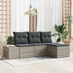 vidaXL Set de canapele pentru grădină 4 pcs Gri deschis Rattan poli