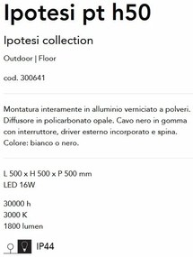 Lampa LED de podea pentru exterior Ipotesi pt h50 alb