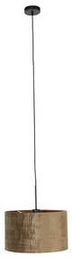 Lampă modernă suspendată neagră cu abajur maro 35 cm - Combi