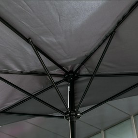 Outsunny Umbrela semicirculara pentru gradina cu manivela, 230x130x249cm, Gri | Aosom Ro