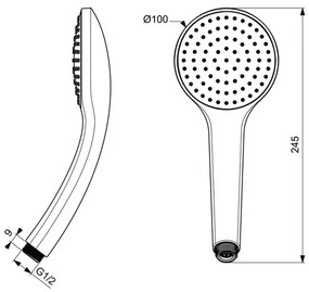 Para de dus Ideal Standard IdealRain negru mat 1 functie