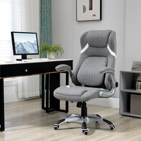 Vinsetto Scaun directorial cu Înălțime Reglabilă, Scaun de Birou Ergonomic Rotativ din Țesătură și Oțel, 68x76x109-117cm, Gri | Aosom România