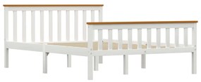 283247 vidaXL Cadru de pat, alb, 140 x 200 cm, lemn de pin masiv