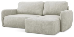 Colțar crem extensibil/cu spațiu de depozitare cu tapițerie din chenille (cu colț pe partea dreaptă/cu șezlong) Lilo – Makamii