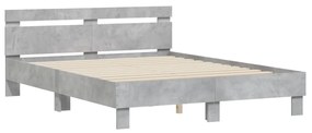 3207423 vidaXL Cadru de pat cu tăblie gri beton 140x200 cm lemn prelucrat