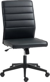Scaun de birou ergonomic și ajustabil HOMCOM cu spătar curbat, din piele PU și oțel, 58x53x97-107 cm, Negru | Aosom Romania