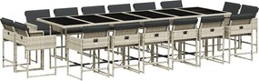 vidaXL Set mobilier de grădină cu perne 17 piese gri deschis poliratan