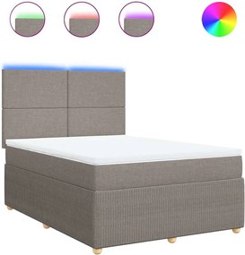 vidaXL Pat box spring cu saltea, gri taupe, 140x200 cm, textil