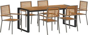 vidaXL Set de masă pentru grădină 7 pcs Gri și Brown poliratan
