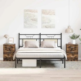vidaXL Noptiere, 2 buc., stejar fumuriu, 38x35x56 cm, lemn prelucrat