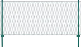 vidaXL Gard din plasă de sârmă cu stâlpi, verde, 25 x 0,5 m, oțel