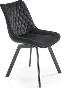 Scaun tapitat K520, negru, stofa catifelata, rotativ, 45x63x80 cm