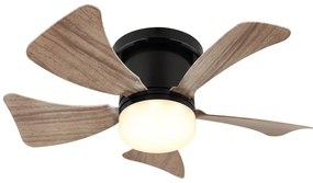 Lustra LED cu ventilator si telecomanda HINES aspect lemn 40cm, 03609H GL