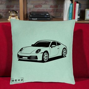 Perna Personalizata Porsche 911 Silueta, 40x40 cm, Verde Menta, Husa Detasabila, Perna Inclusa, BEKZ®