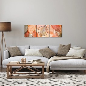 Tablou cu frunzele de toamnă pictate (cu ceas) (90x30 cm)