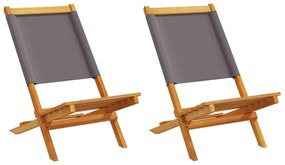 vidaXL Scaune de grădină 2 buc., antracit, lemn masiv acacia și textil