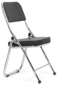 Scaun pliant din piele ecologica cu cadru metalic HRC 607 negru