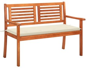 vidaXL Bancă grădină 2 locuri, cu pernă, 120 cm, lemn masiv eucalipt