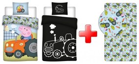 Purcelușa Peppa set de lenjerie de pat și cearșaf cu elastic care luminează în întuneric