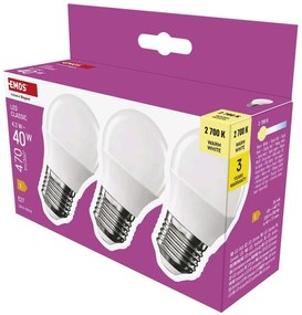 Becuri LED E27, 3 buc. cu lumină albă caldă 4 W – EMOS