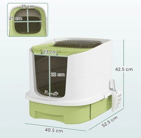 PawHut Litieră pentru Pisici Închisă cu 2 Uși, Tavă și Deodorizant, Verde | Aosom Romania