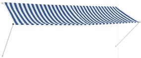 vidaXL Copertină retractabilă, albastru și alb, 350 x 150 cm