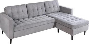 Coltar modern, Catifea raiata, Gri, STOCKHOLM 220cm