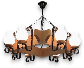 Candelabru rustic fabricat manual din lemn dim.67x67cm, 8 brate Queen WOOD-QU-SP8