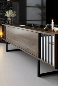 Măsuță TV cu rafturi Chrome Walnut and Black