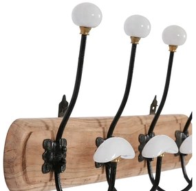 Cuier de perete decorativ, din lemn de acacia si metal, 4 carlige, Campagne
