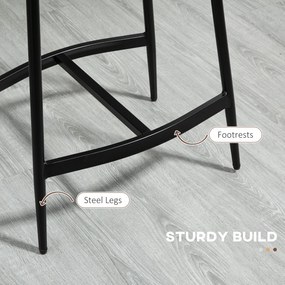 HOMCOM Set 2 Scaune de Bar în Stil Industrial, din Piele Ecologică, 48.5x38.5x68.5 cm, Negru și Maro | Aosom Romania