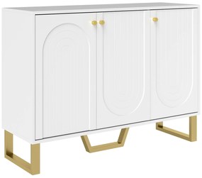 HOMCOM Bufet sufragerie cu dulap cu uși și raft reglabil, 106,5 x 35 x 77,5 cm, alb | Aosom Romania