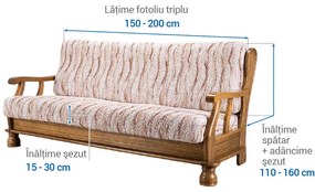 Huse bielastice OCEANO NOU bej 3fotoliu cu manere de lemn (l. 150 - 200 cm)