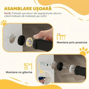 PawHut Poartă Extensibilă și Reglabilă pentru Câini, pentru Scări și Uși, din Oțel și ABS, 75-85x76 cm, Negru | Aosom Romania