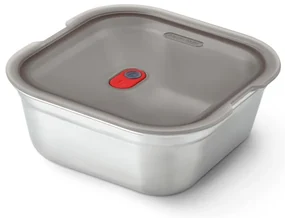 Cutie pentru alimente Black+Blum FBSS-SQ-L017, 1.4 L, Patrata, Potrivita pentru cuptor, Fara BPA, Otel inoxidabil, Gri