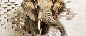 Tablou - Elefant spârgând peretele (120x50 cm)