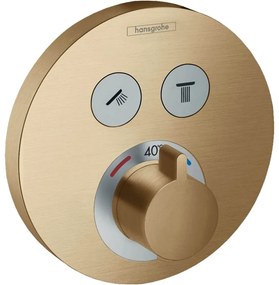 Baterie termostatata incastrata pentru 2 consumatori, bronz periat Bronz periat