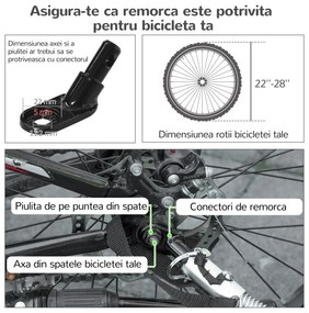 PawHut Remorcă și Cărucior 2 în 1 pentru Câini Bicicletă Pliabil Cadru Aluminiu Lesa Siguranță Covor Antiderapant Reflectoare | Aosom Romania