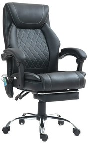 RESIGILAT- Scaun directorial cu Masaj si Incalzire, 8 puncte de masaj, Piele PU, Negru