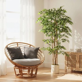 HOMCOM Plantă artificială Ficus Banyan din PEVA și lemn, cu ramuri flexibile și ghiveci din PP și ciment | Aosom Romania