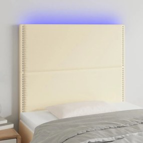 3122364 vidaXL Tăblie de pat cu LED, crem, 90x5x118/128 cm, piele ecologică