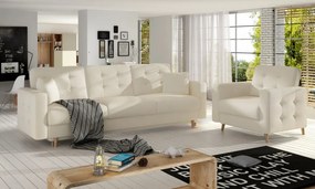 Set de canapea extensibila 235 x96 x86 cm si fotoliu 107 x 92 86 cm, Asgard 3+1, Eltap