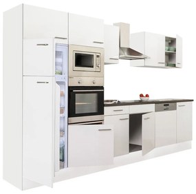 Mobilă de bucătărie Yorki 340, corp alb, cu față alb satinat