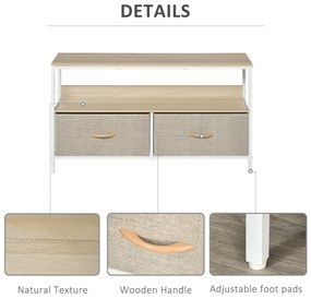 HOMCOM Mobilier pentru Televizor de 47" cu Sertare Pliabile din Material Textil și Raft, 98x29x56 cm, Lemn Natural | Aosom Romania