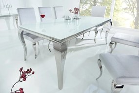 Masa Dining Eleganta, Sticla, Alb, Modern Barock 180cm